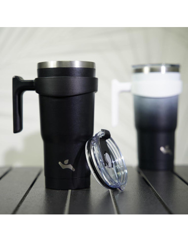 Taza Aislada Konokyo 1.19 kg 40 oz Negra con Asa y Popotes