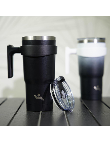 Taza Aislada Konokyo 1.19 kg 40 oz Negra con Asa y Popotes