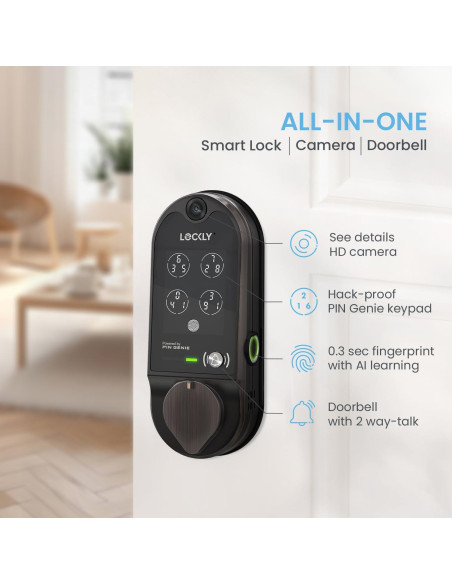 Cerradura Inteligente Lockly Vision con Timbre HD - Bronce