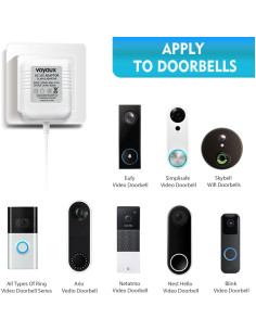 Transformador de Timbre 24V Voyaux 500mA Cable 5,49m 2