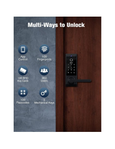 Cerradura Inteligente Blusafe Contour V 2nd Negra Biométrica 2