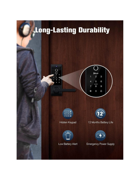 Cerradura Inteligente Blusafe Contour V 2nd Negra Biométrica