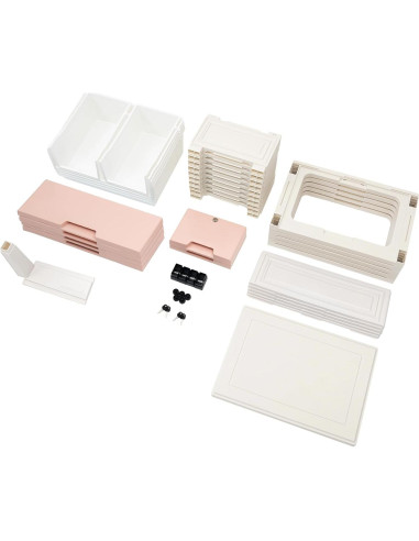 Armario Vertical TFCFL Rosa con 6 Cajones y Ruedas 50x35x102cm