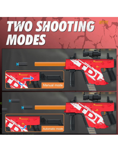 Pistola de Juguete Automática Blaster Rojo 60 Dardos Espuma