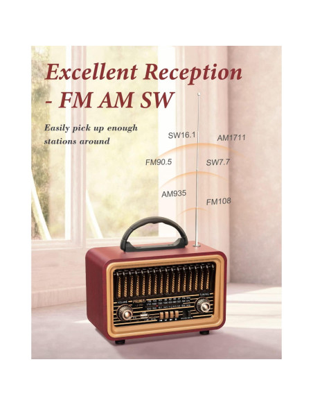 PRUNUS Radio Retro Bluetooth J-170 Altavoz Portátil 14W