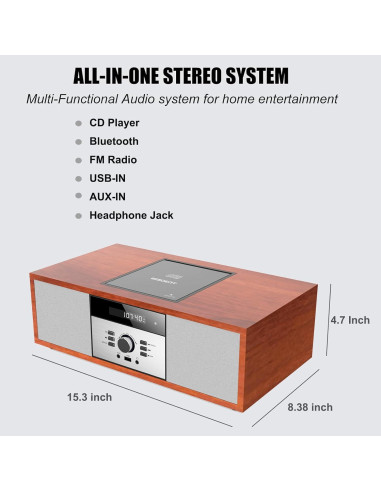 Reproductor de CD WIITHINK 30W Bluetooth y Radio FM