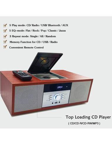 Reproductor de CD WIITHINK 30W Bluetooth y Radio FM