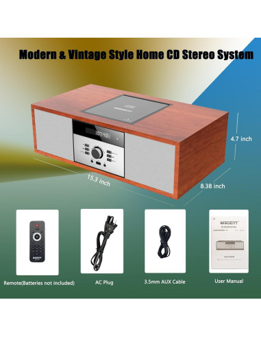 Reproductor de CD WIITHINK 30W Bluetooth y Radio FM