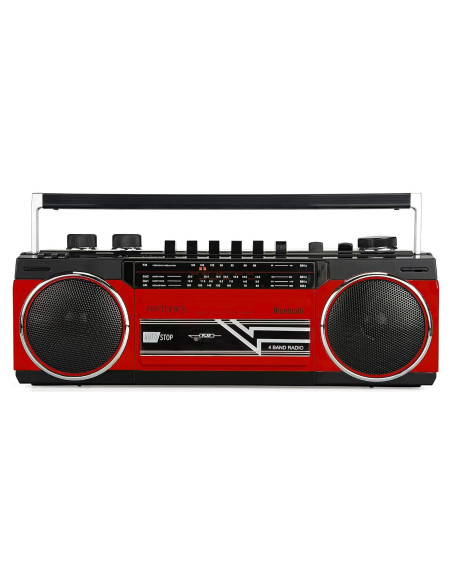 Riptunes Boombox Retro Bluetooth Reproductor de Cassette Rojo