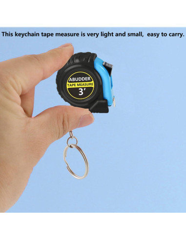 Paquete de 12 llaveros con cinta métrica retráctil 1m azul