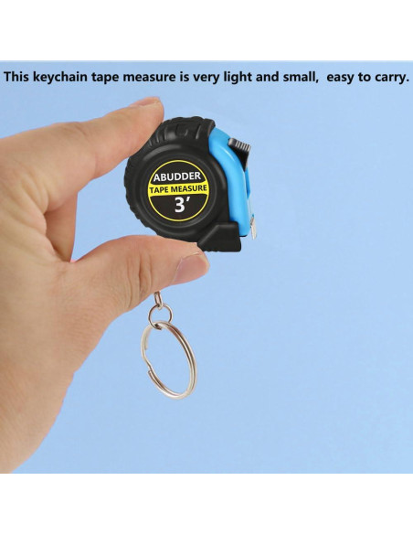 Paquete de 12 llaveros con cinta métrica retráctil 1m azul