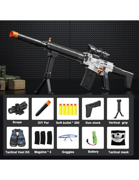 Rifle Francotirador Eléctrico DONGSHENG - 200 Dardos y Chaleco