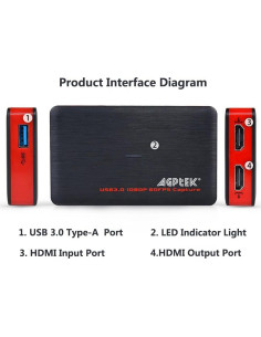 Tarjeta de Captura HDMI AGPTEK 4K 30FPS Streaming en Vivo 2