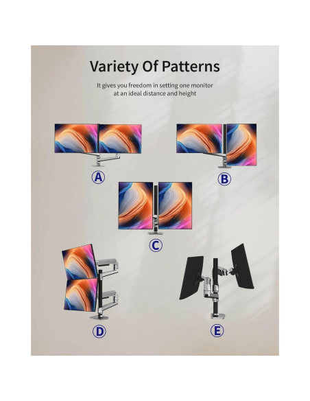 Soporte Doble para Monitor Ergounion E66 Ajustable 40" 11.34kg