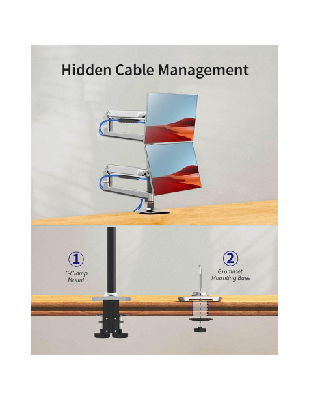 Soporte Doble para Monitor Ergounion E66 Ajustable 40" 11.34kg