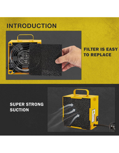 Extractor de Humo KOTTO Amarillo 3000 RPM Filtro Carbón