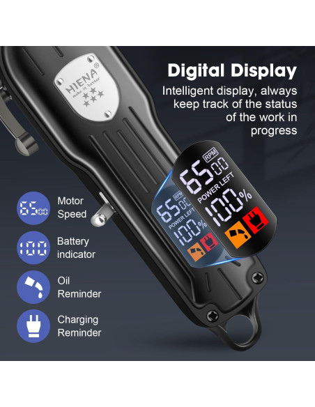 Cortadora de Cabello HIENA PRO Inalámbrica con Pantalla LCD