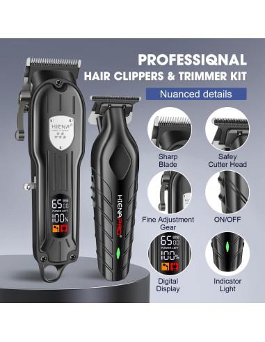 Cortadora de Cabello HIENA PRO Inalámbrica con Pantalla LCD