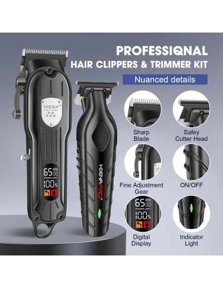 Cortadora de Cabello HIENA PRO Inalámbrica con Pantalla LCD