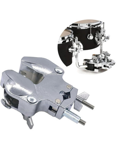 Abrazadera Soporte Tom Doble Ajustable Metal 15.7x12.3cm