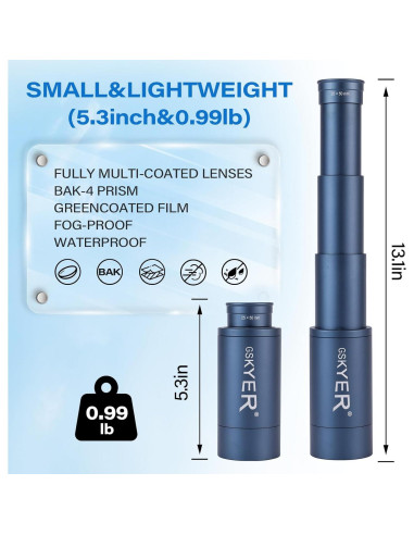 Telescopio Monocular Gskyer 25x50 HD Compacto para Aventura