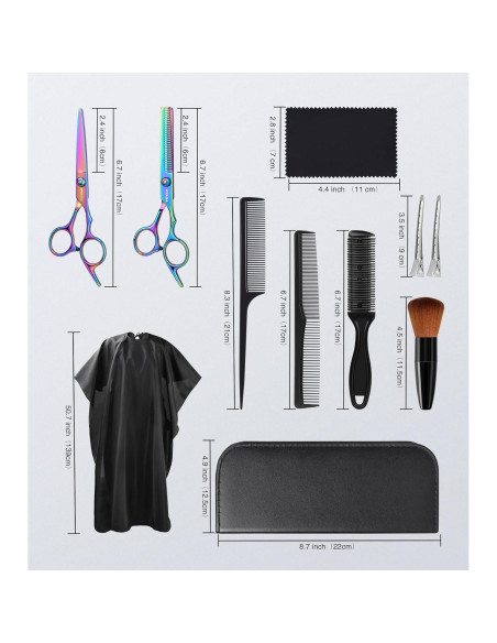 Kit Profesional de Tijeras para Cortar Cabello 11 Pzas