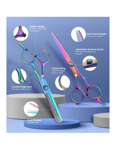 Kit Profesional de Tijeras para Cortar Cabello 11 Pzas