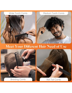 Juego de Peines Profesional SALON SILK 4 Piezas Negro 2