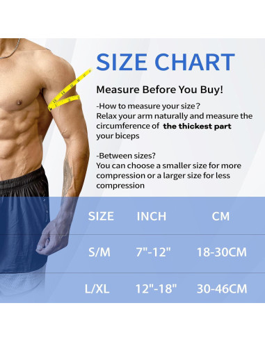 Manga de Compresión ITHW para Bíceps S/M Alivio Tendinitis