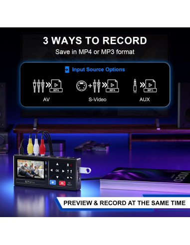 Convertidor de VHS a Digital Portta CHR101 1080P AV HDMI