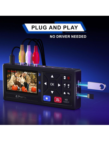 Convertidor de VHS a Digital Portta CHR101 1080P AV HDMI