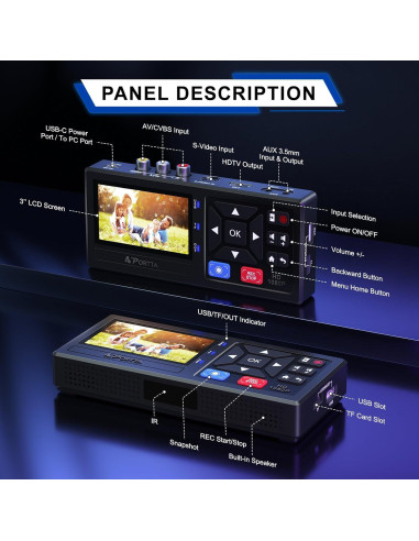 Convertidor de VHS a Digital Portta CHR101 1080P AV HDMI