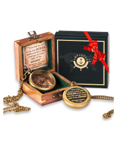Brújula de Latón Antiqula con Caja de Madera - Regalo Inspirador