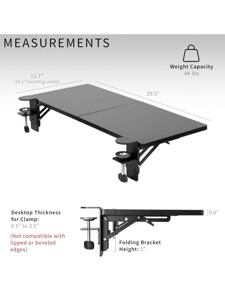 Soporte de Escritorio Plegable VIVO 76x30 cm Negro DESK-EXT30