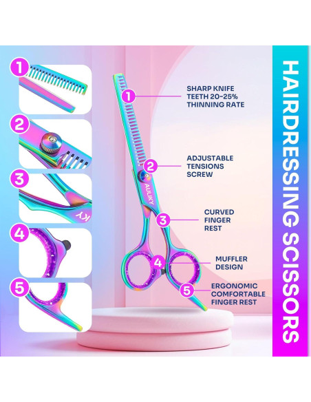 Kit Tijeras Corte Cabello AULikY 17 cm Profesional Acero