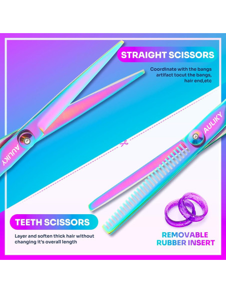 Kit Tijeras Corte Cabello AULikY 17 cm Profesional Acero
