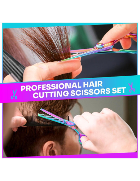 Kit Tijeras Corte Cabello AULikY 17 cm Profesional Acero