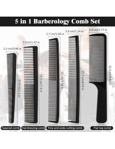 Juego de 5 Peines de Barbero Patelai Antiestáticos y Resistentes 2