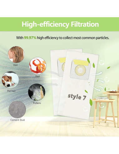 10 Bolsas de Aspiradora de Papel Tomkity Estilo 7 Compatibles