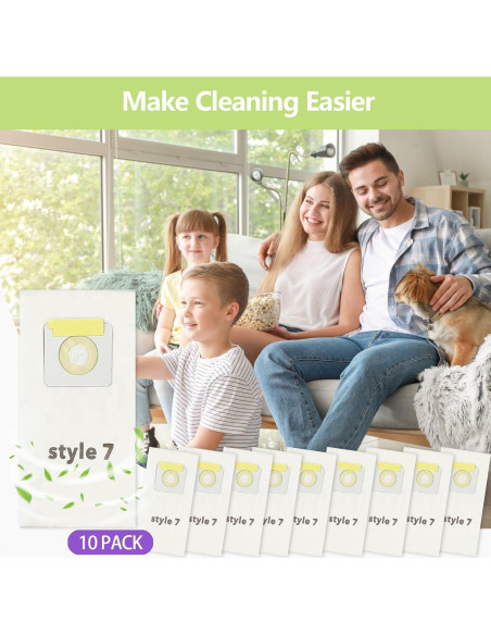 10 Bolsas de Aspiradora de Papel Tomkity Estilo 7 Compatibles