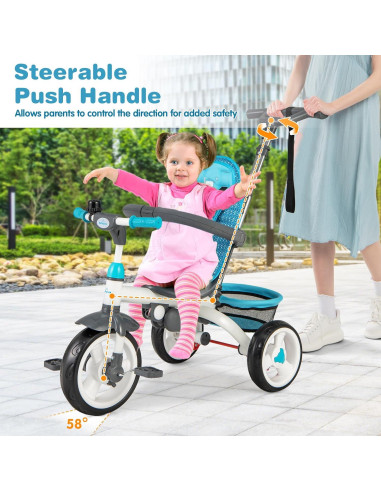 Triciclo 6 en 1 Costzon Azul para Niños de 9 Meses a 5 Años