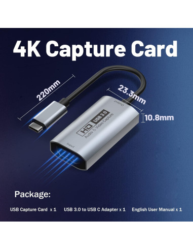 Tarjeta de Captura Guermok GVC-HDMI-USB3 4K 1080P 60FPS