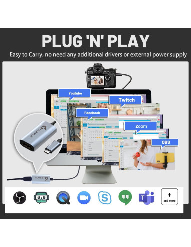 Tarjeta de Captura Guermok GVC-HDMI-USB3 4K 1080P 60FPS