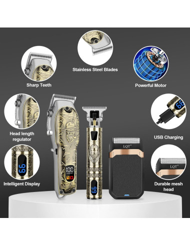 Cortapelos Profesional LQT Kit Aseo Hombre 4 Peines