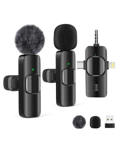 Micrófono Lavalier Inalámbrico Gicorino HK158 USB-C 2 Micrófonos