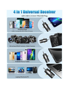 Micrófono Lavalier Inalámbrico Gicorino HK158 USB-C 2 Micrófonos 2