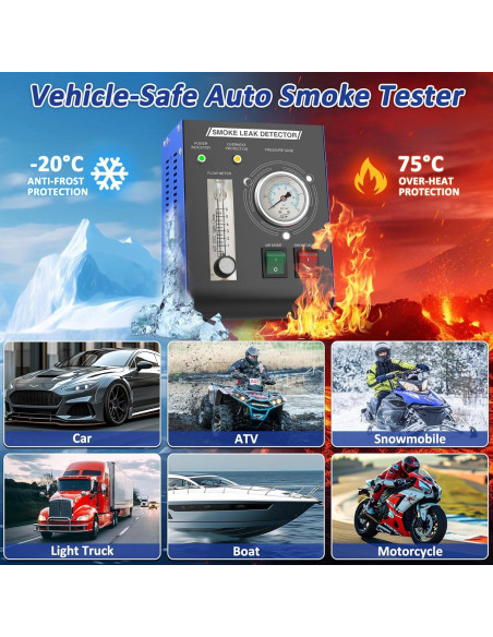 Máquina de Humo Aoteda 12V con Manómetro y Medidor de Flujo