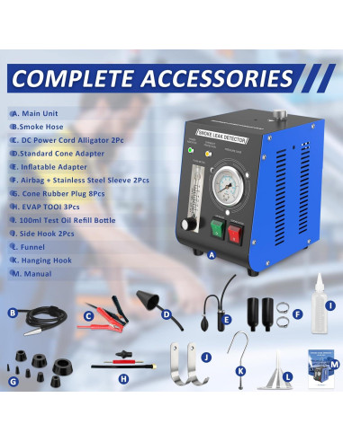 Máquina de Humo Aoteda 12V con Manómetro y Medidor de Flujo