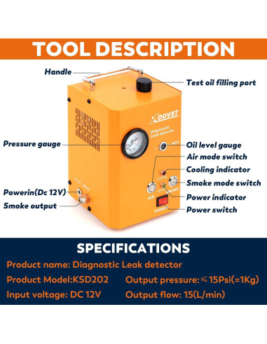 Detector de Fugas de Humo XDOVET KSD-201 Pro 12V Automotriz