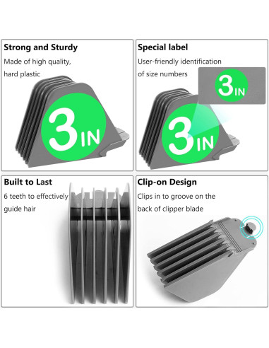 Peines protectores para clipper CR8GR8 8 piezas gris